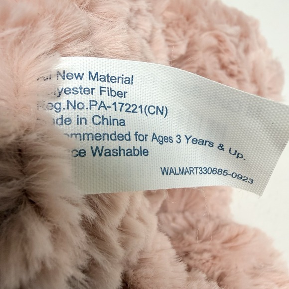 Walmart 10" Curly Haired Pink Bunny Rabbit Plush Soft Stuffed Animal Easter 2023 - Picture 4 of 6